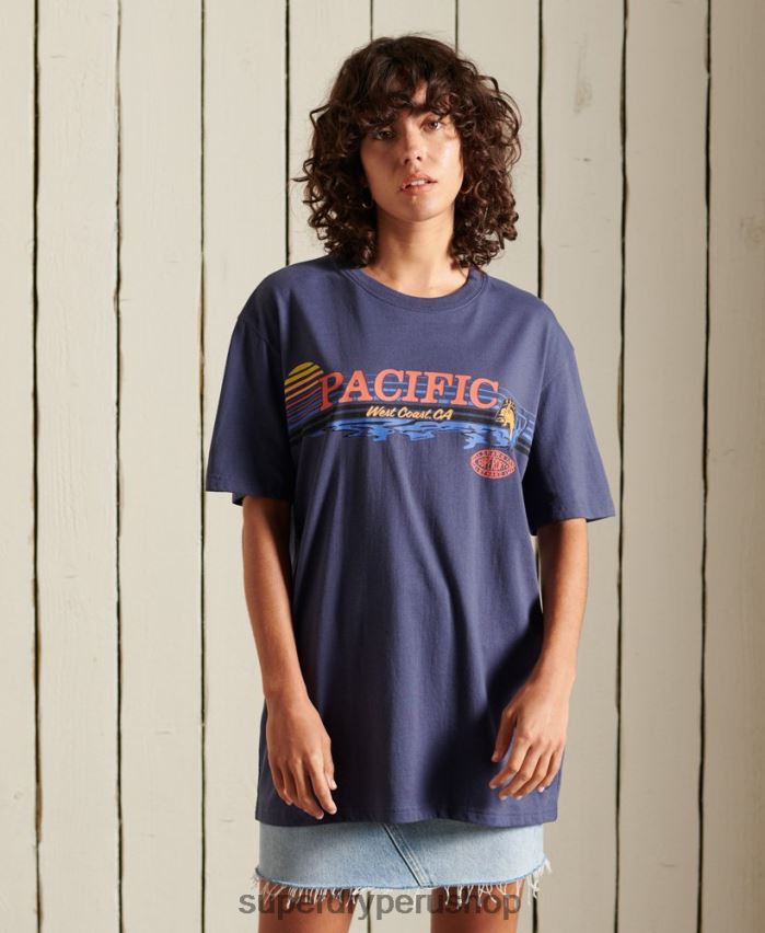 mujer ropa Superdry playera oversize con estampado de frontera 0X6B46761 Armada 0X6B46761 Superdry Peru ropa para todos los dias en linea Superdry casaca es adecuado para usar al aire libre